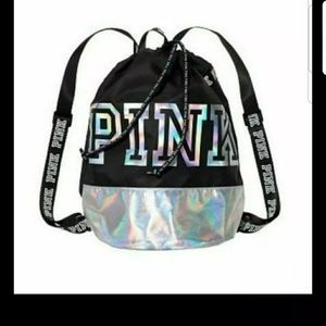 VS PINK: METALLIC DRAWSTRING BACKPACK